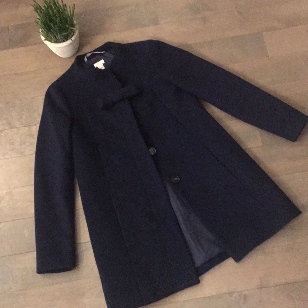 J Crew Navy Blue Wool Coat